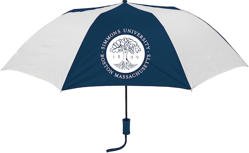 Simmons University Bookstore "The Sport" 2-Tone Emblematic Umbrella Automatic Folding 48" Coverage