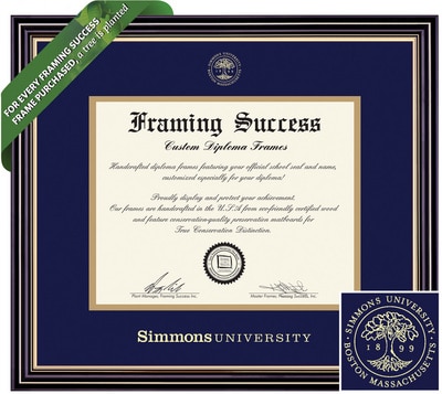 Framing Success 7 x 9 Prestige Gold Emb School Seal Bachelors, Masters, PhD Diploma Frame
