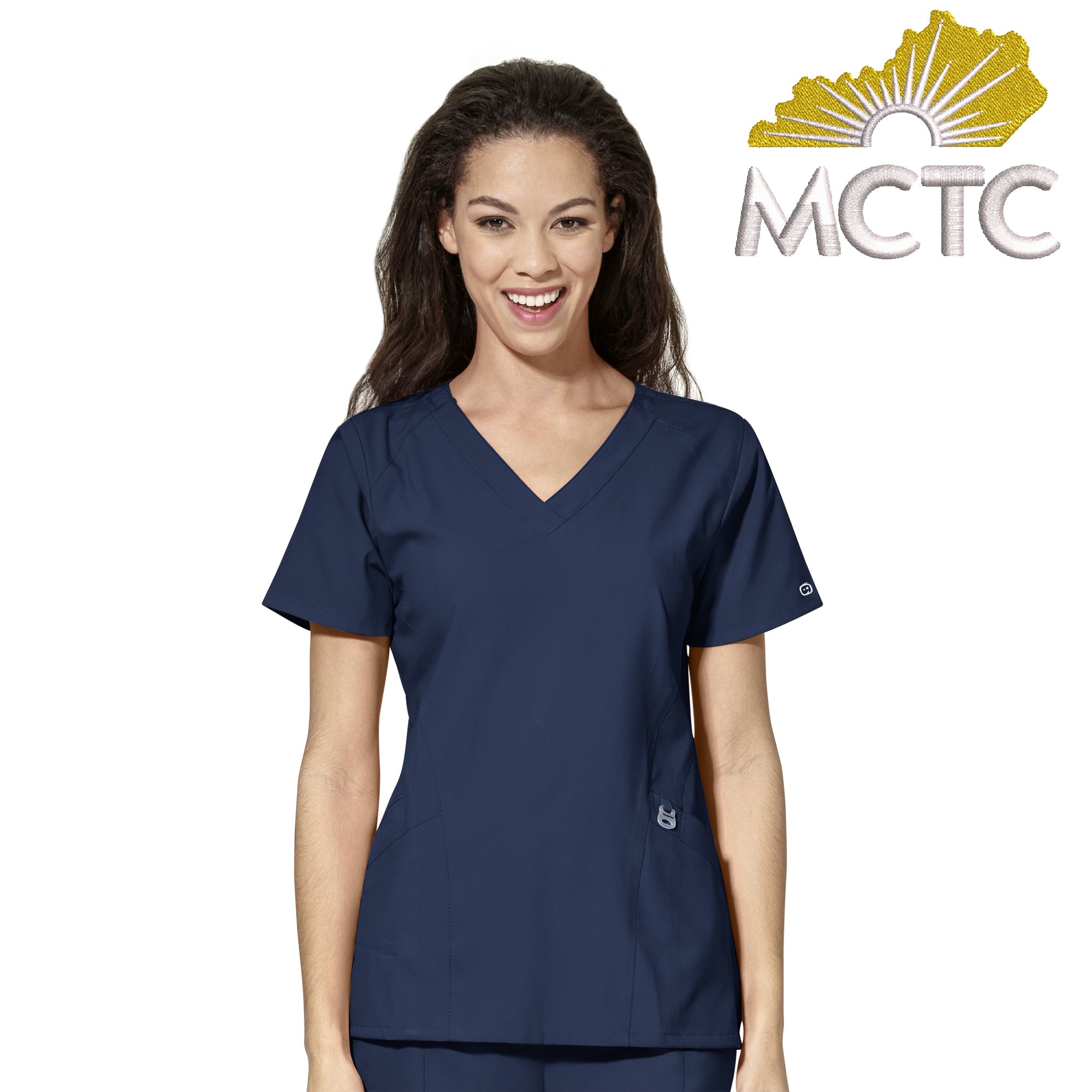 Kentucky Community Custom Decorated WonderWink W123 Women's Stylized V-Neck Scrub Top, 6155MCTC1