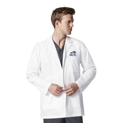 Kentucky Community Custom Decorated WonderWink WHT Men's Consultation  Scrub Lab Coat, 7102MCTC2