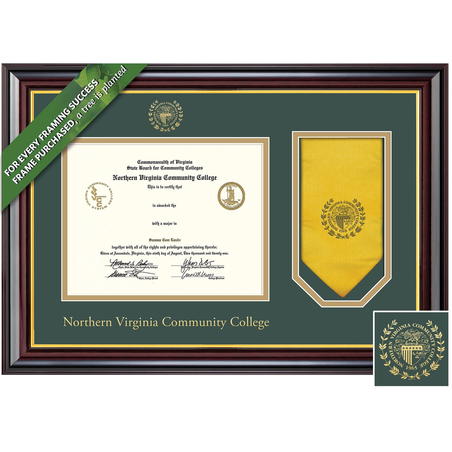 Framing Success 7 x 9 Windsor Gold Embossed School Seal Associates Diploma/Stole Frame