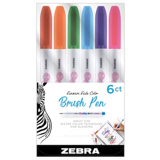 Zebra Funwari Single Ended Super Fine Brush Pen Assorted 6Pack