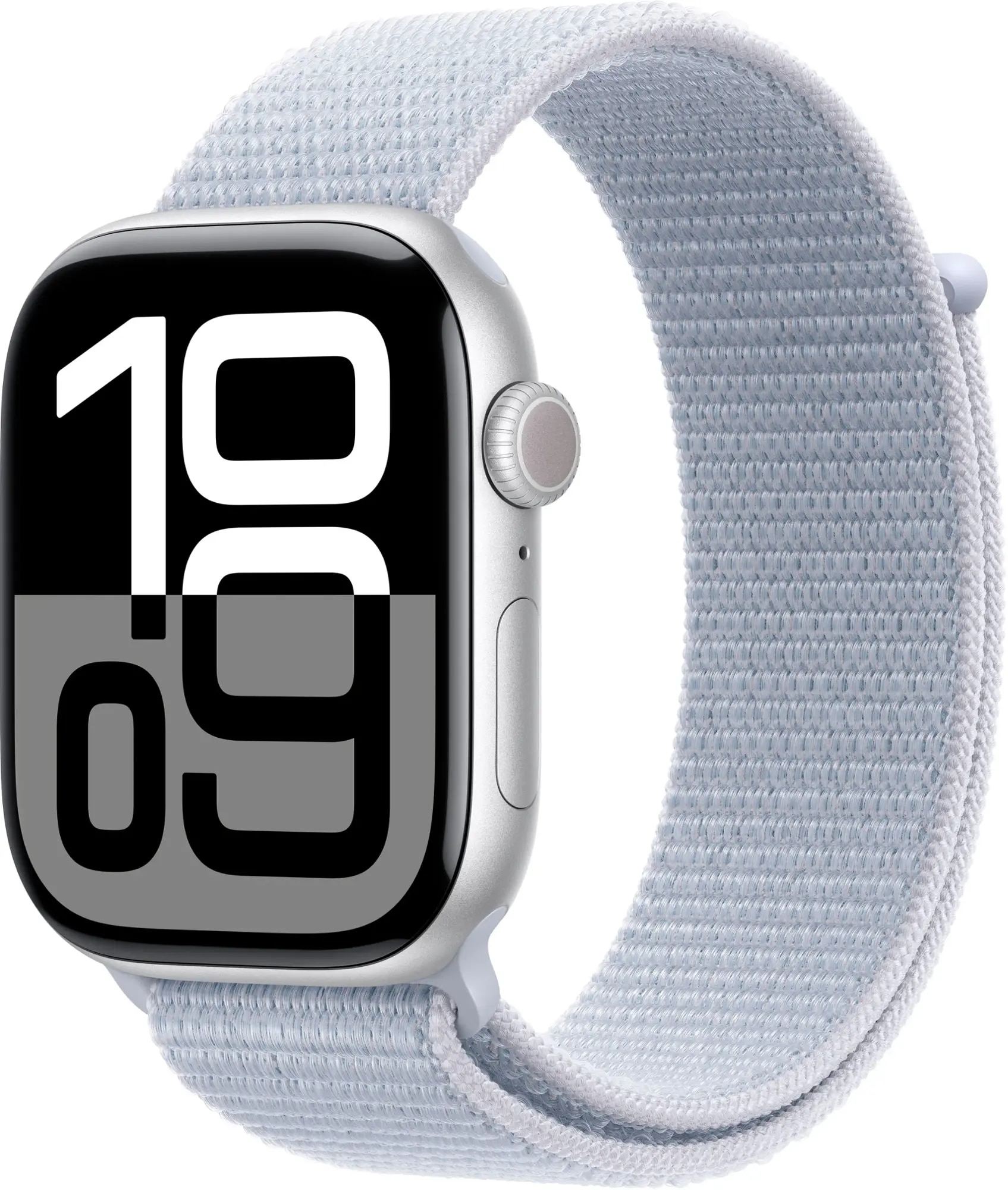 Apple Watch Series 10 GPS + Cellular 46mm Silver Aluminum Case with Blue Cloud Sport Loop