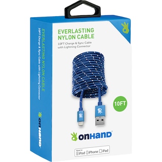 OnHandverlast NylonLightningCable Blute 10f