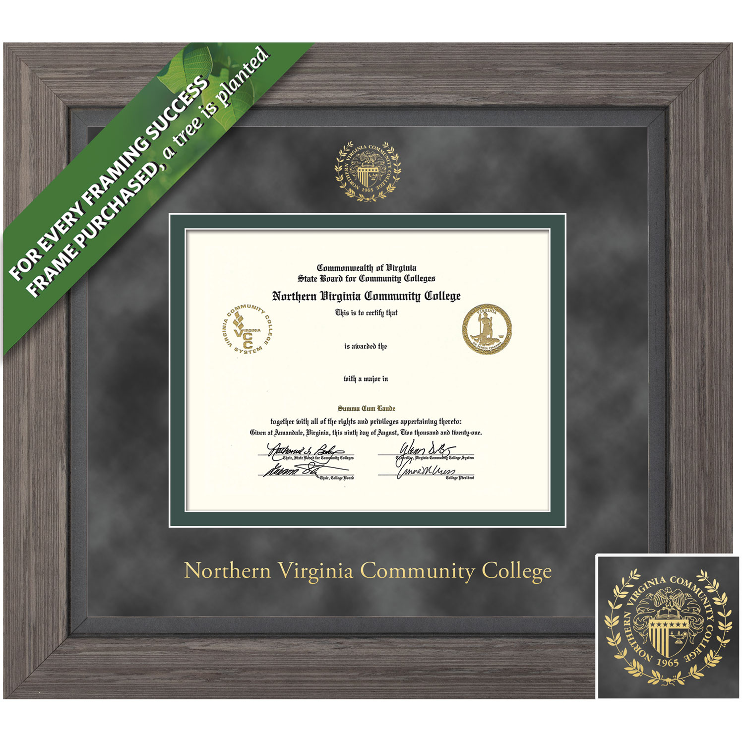 Framing Success 7 x 9 Greystone Gold Embossed School Seal Associates Diploma Frame
