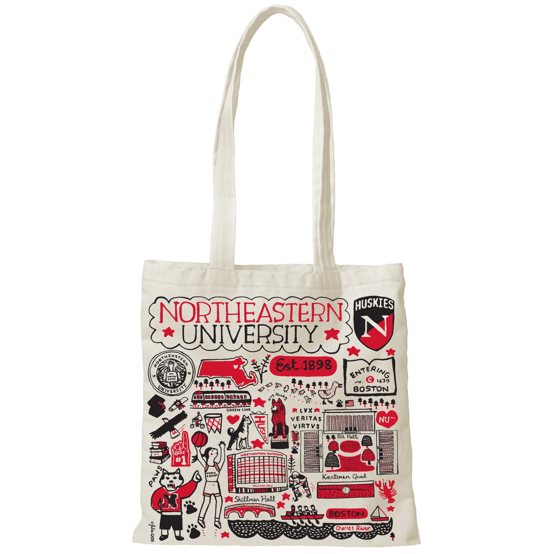 Northeastern Univ. Julia Gash Tote canvas Backpacks and Bags