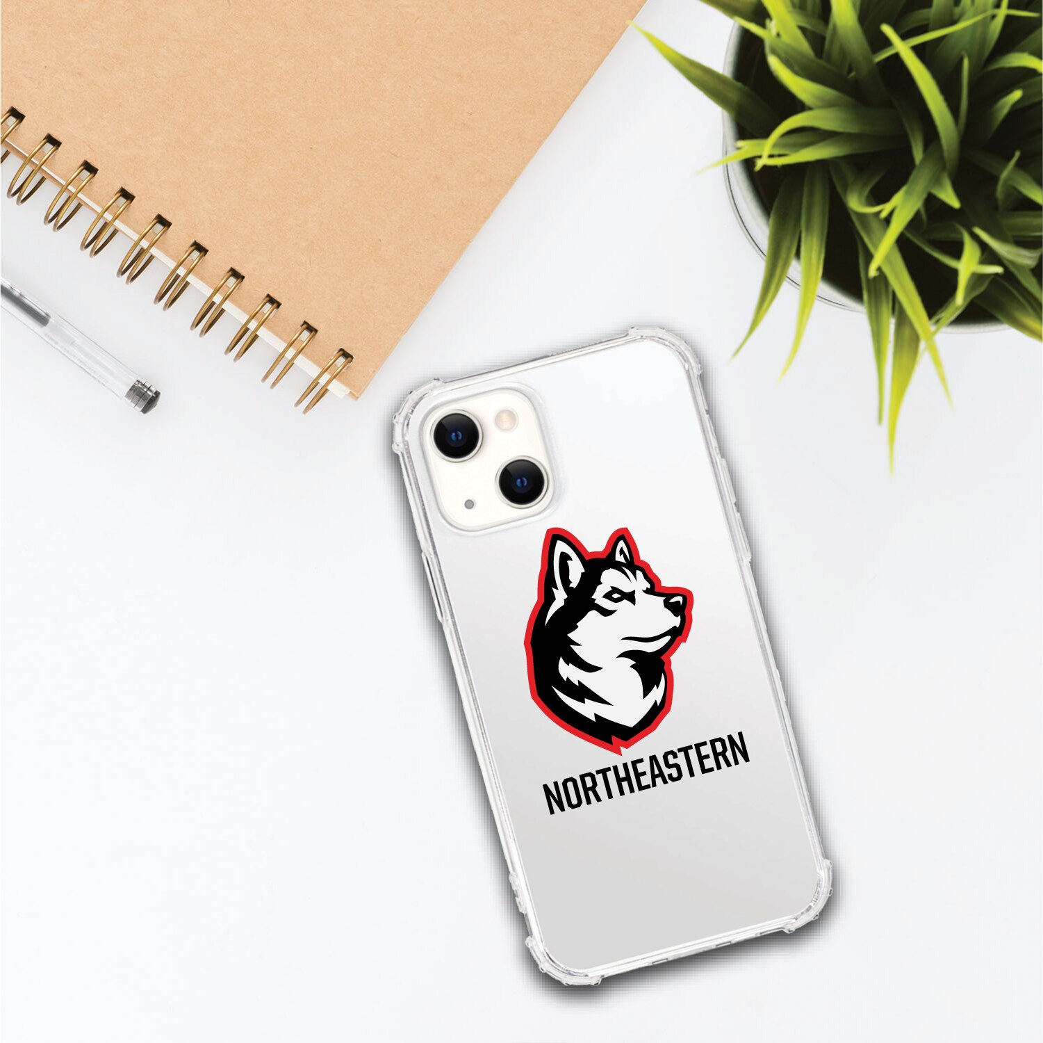 Northeastern University Huskies Clear Tough Edge Phone Case, Classic- iPhone 13