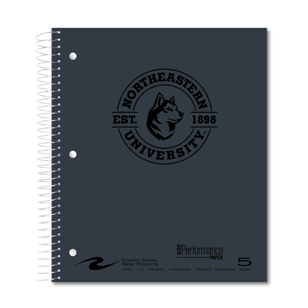 Roaring Premium 5 Subject Notebook 8.5x11 College Ruled  20lb Paper Pressboard Foil Cover