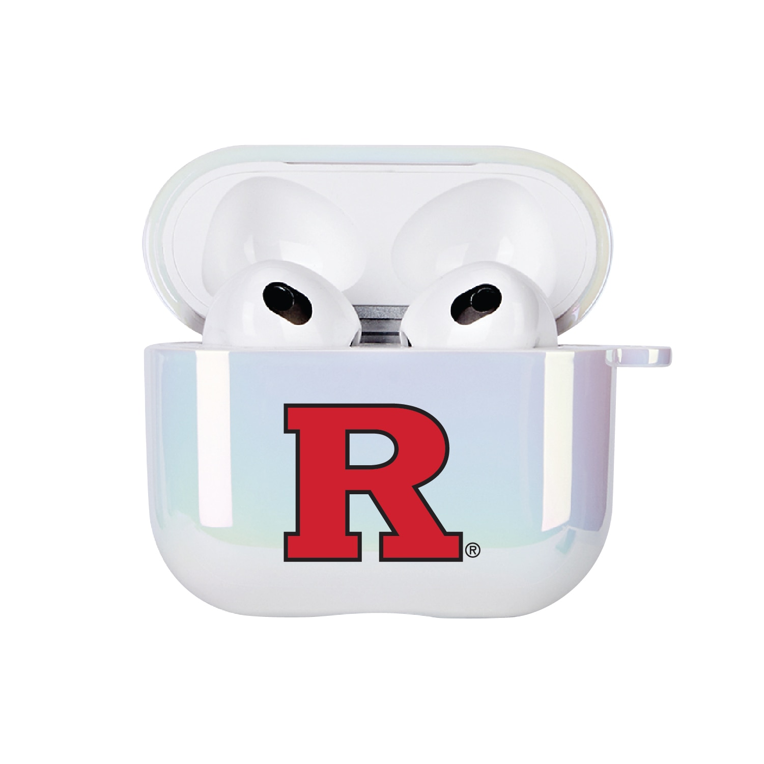 Rutgers University - Airpod 3rd Gen Case (TPU), Iridescent White, Classic V1