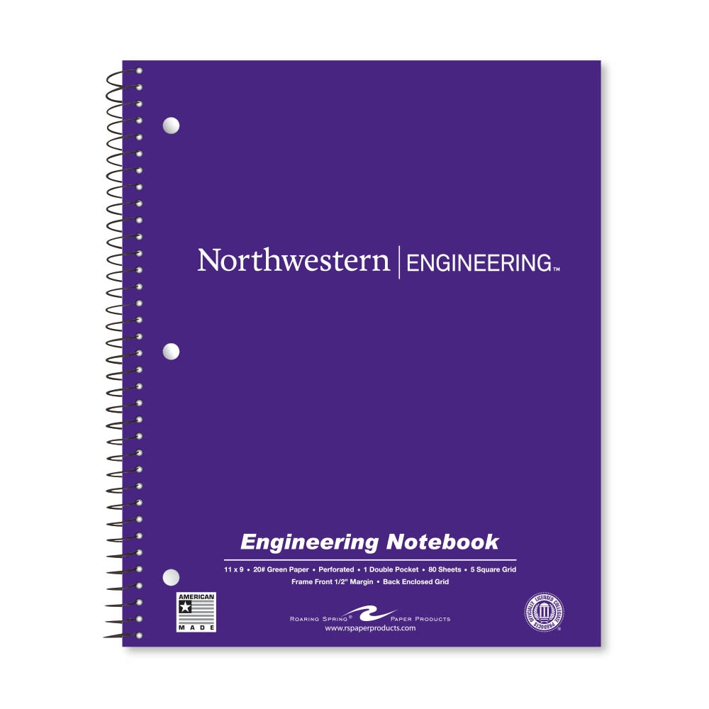 School Spirit Engineering Notebook, Green Tint 20# Paper with 1 Double Pocket
