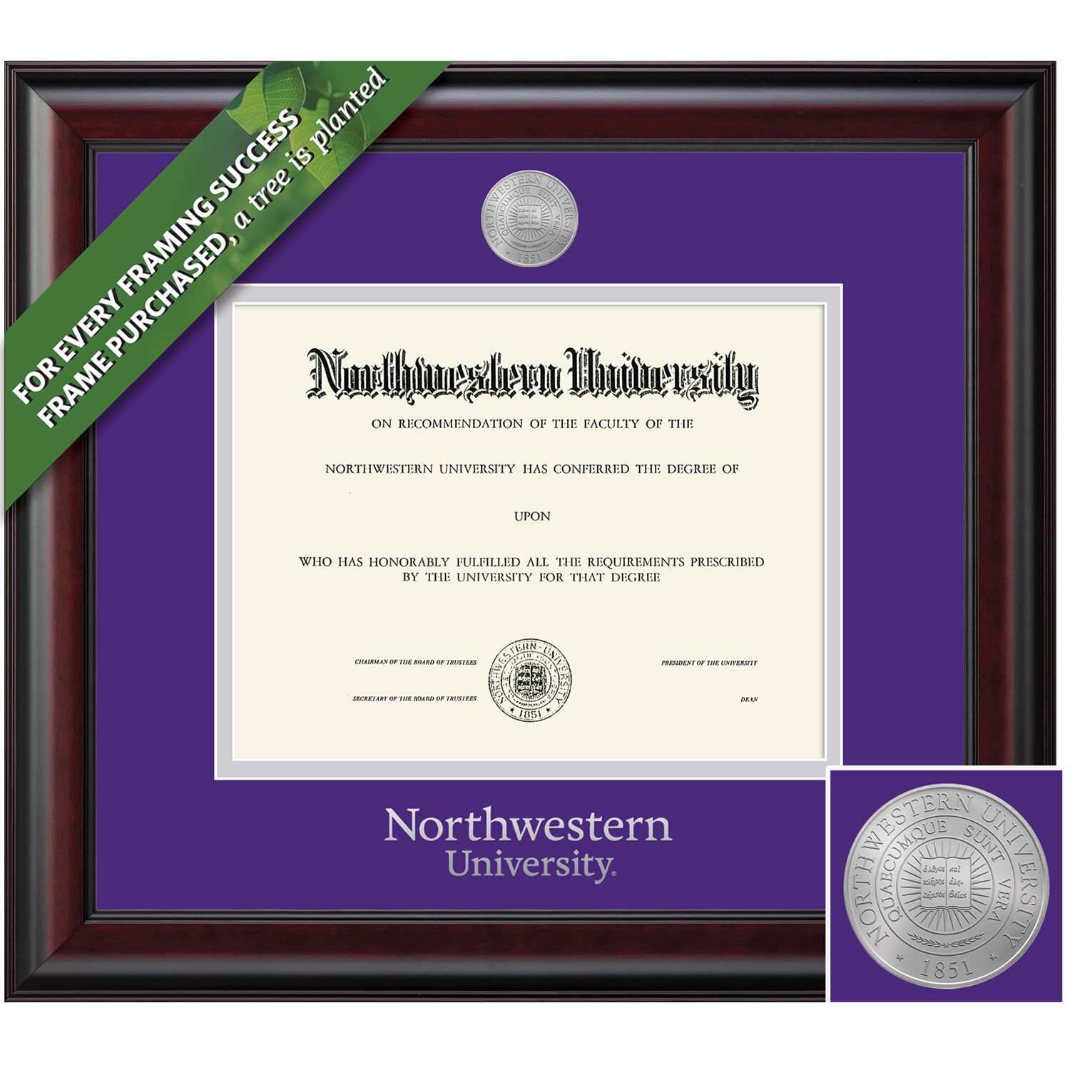 Framing Success 8.5 x 11 Classic Silver Medallion Bachelors, Masters Diploma Frame
