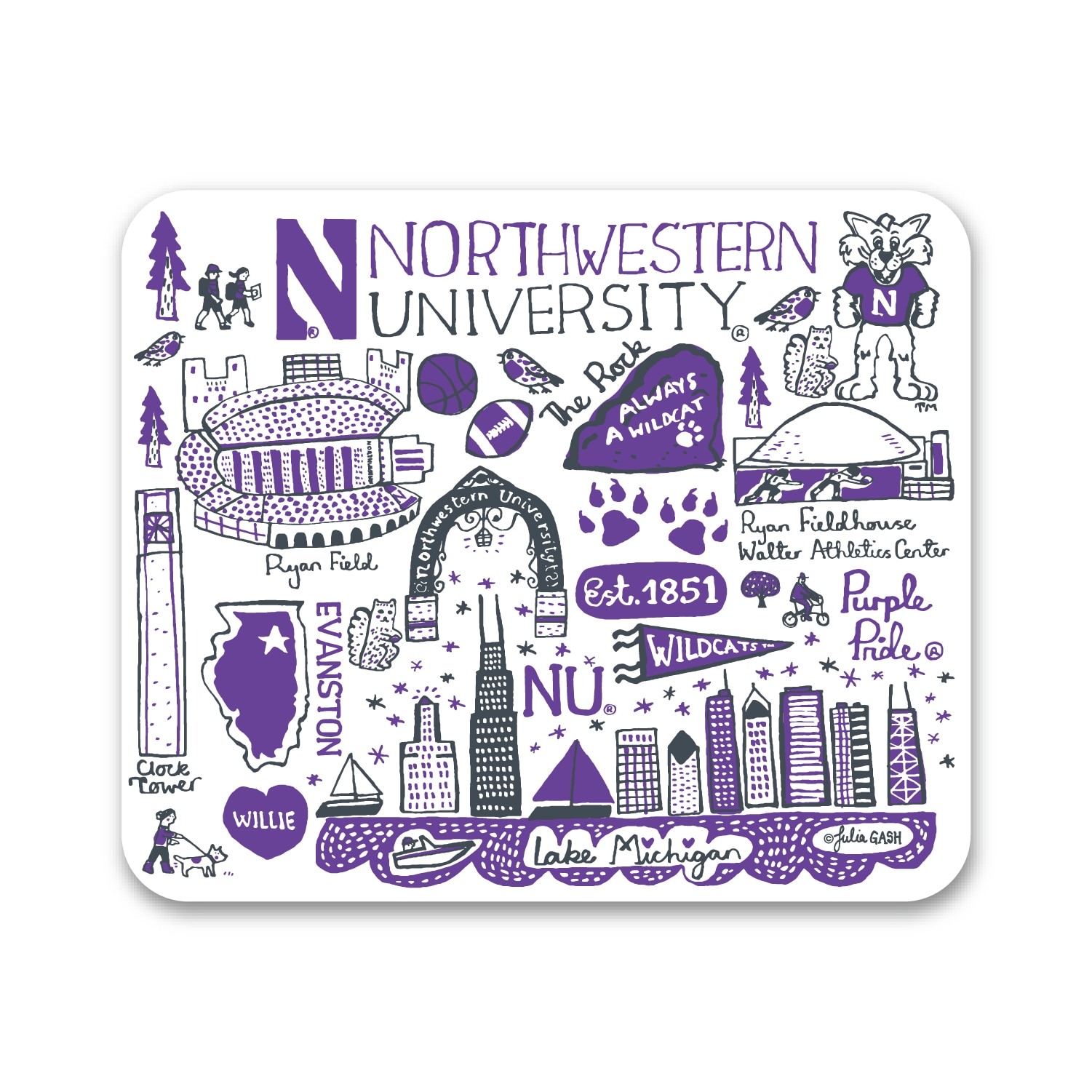 Northwestern University JG, Mousepad, Cityscape