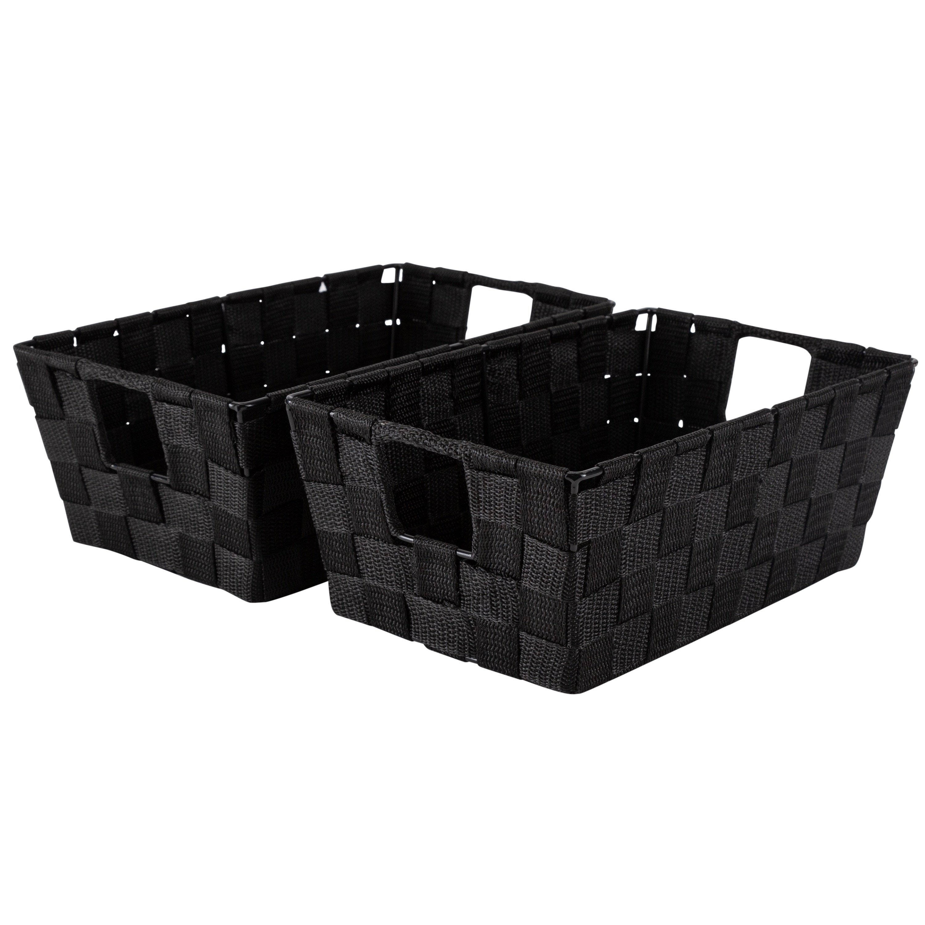 Simplify Small Woven Storage Shelf Bin in Black 2pk