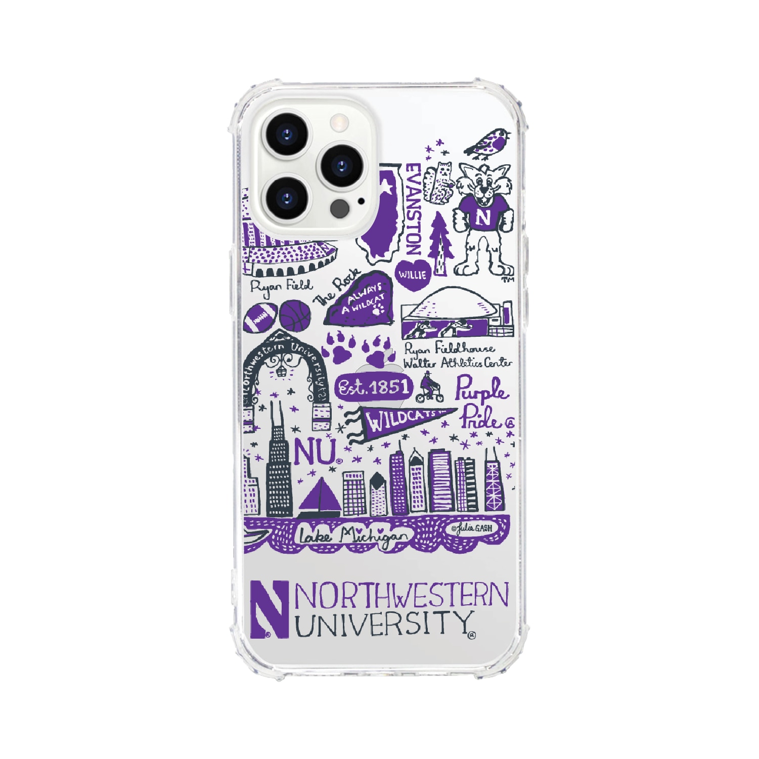 Northwestern University- Clear Tough Edge Phone Case, Julia Gash - iPhone 15