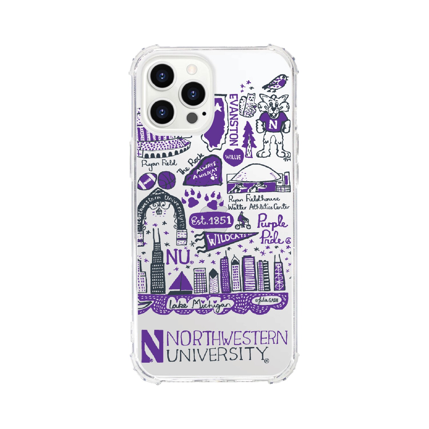 Northwestern University- Clear Tough Edge Phone Case, Julia Gash - iPhone 15 Plus