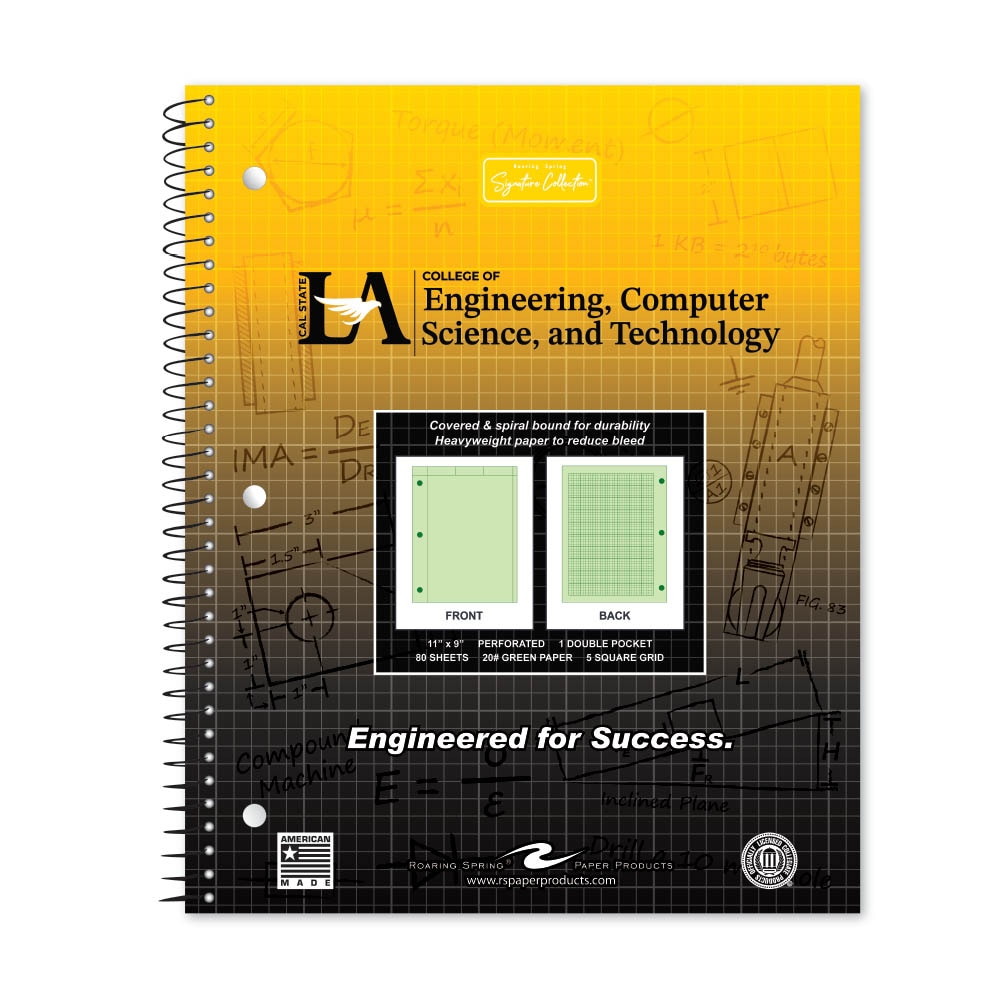 School Spirit Engineering Notebook, Green Tint 20# Paper with 1 Double Pocket