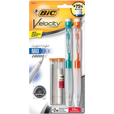 BIC Velocity Max Mechanical Pencil, Thick Point (0.9 mm), 2-Count