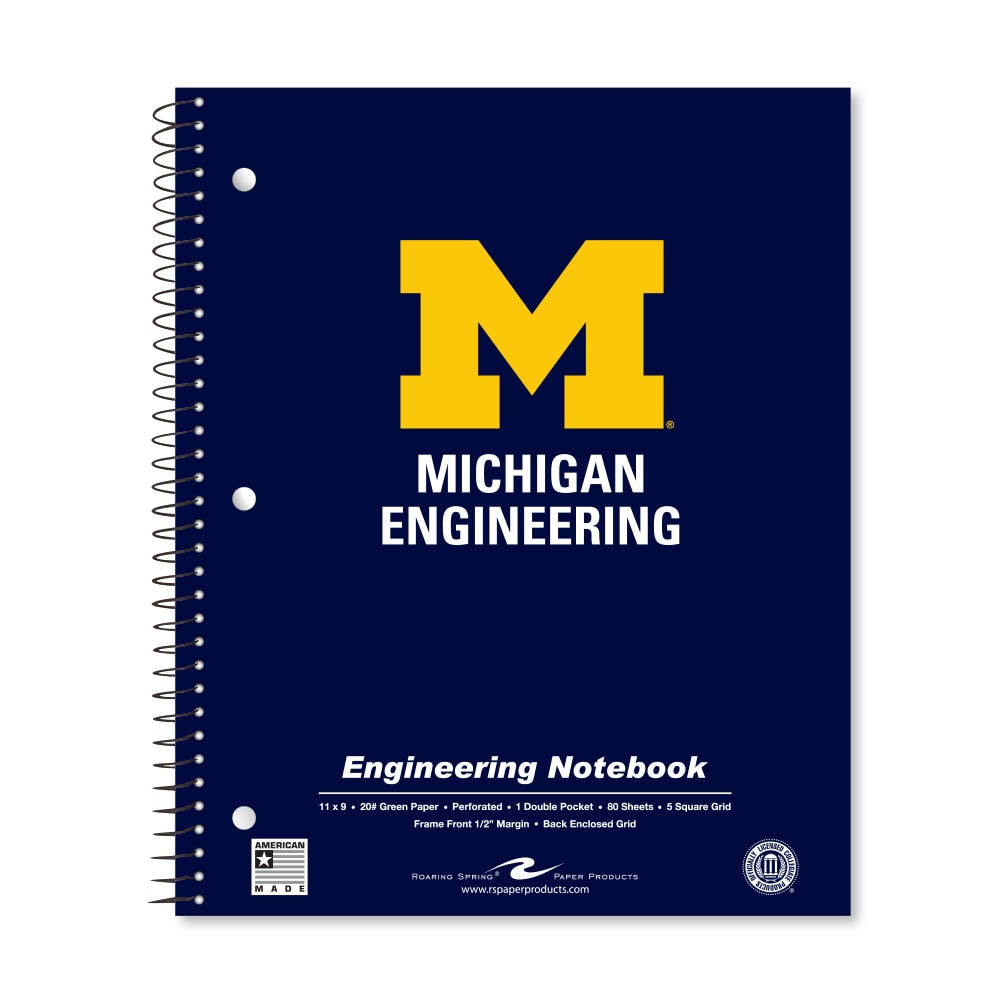 School Spirit Engineering Notebook, Green Tint 20# Paper with 1 Double Pocket