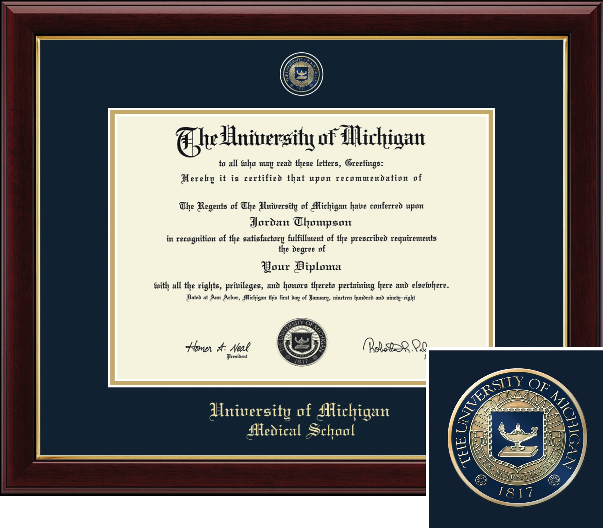 Church Hill Classics, Masterpiece, Medical, 15.75x22, Cherry, Diploma Frame