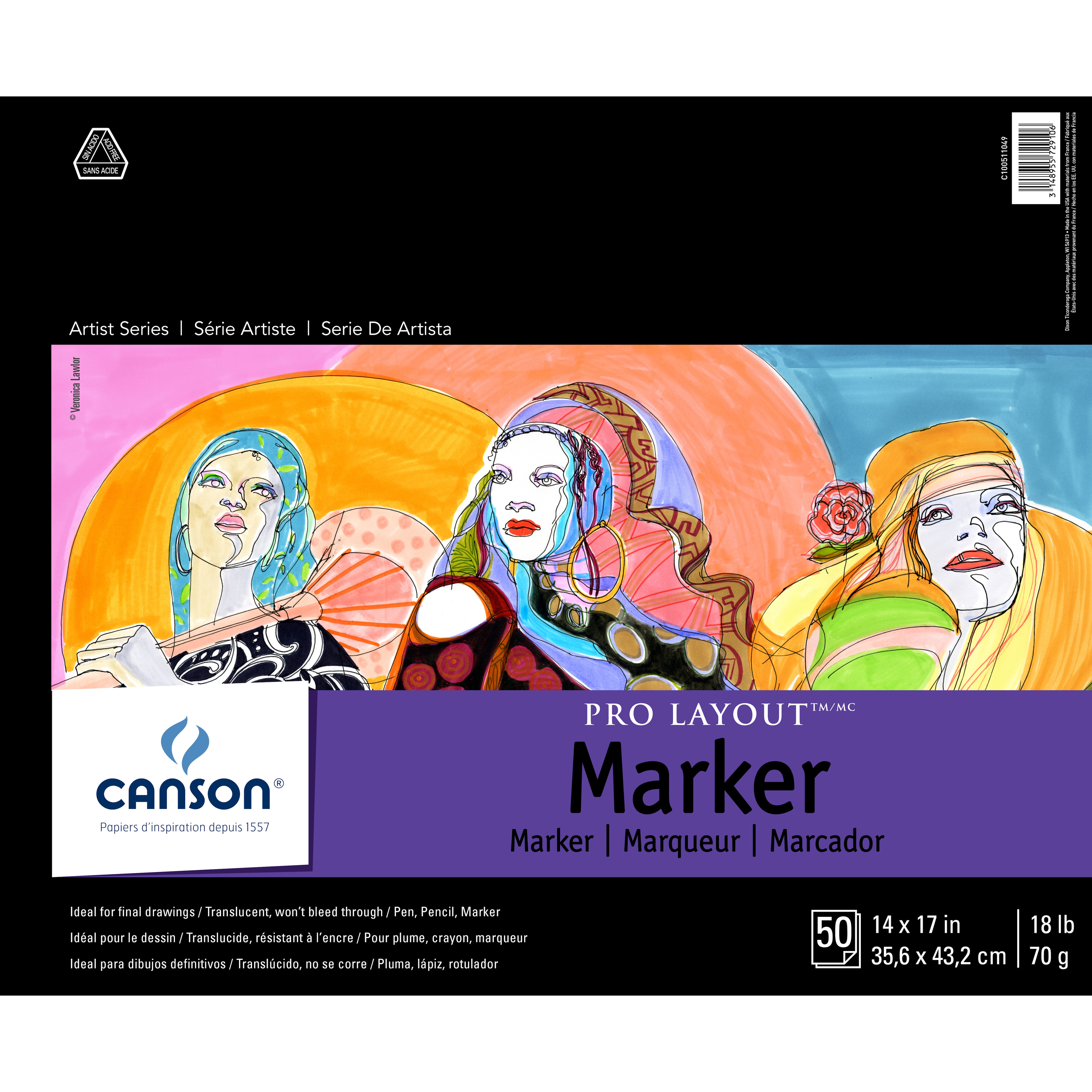 Canson Artist Series Pro-Layout Marker Pad, 14" x 17" 50, Sheets/Pad