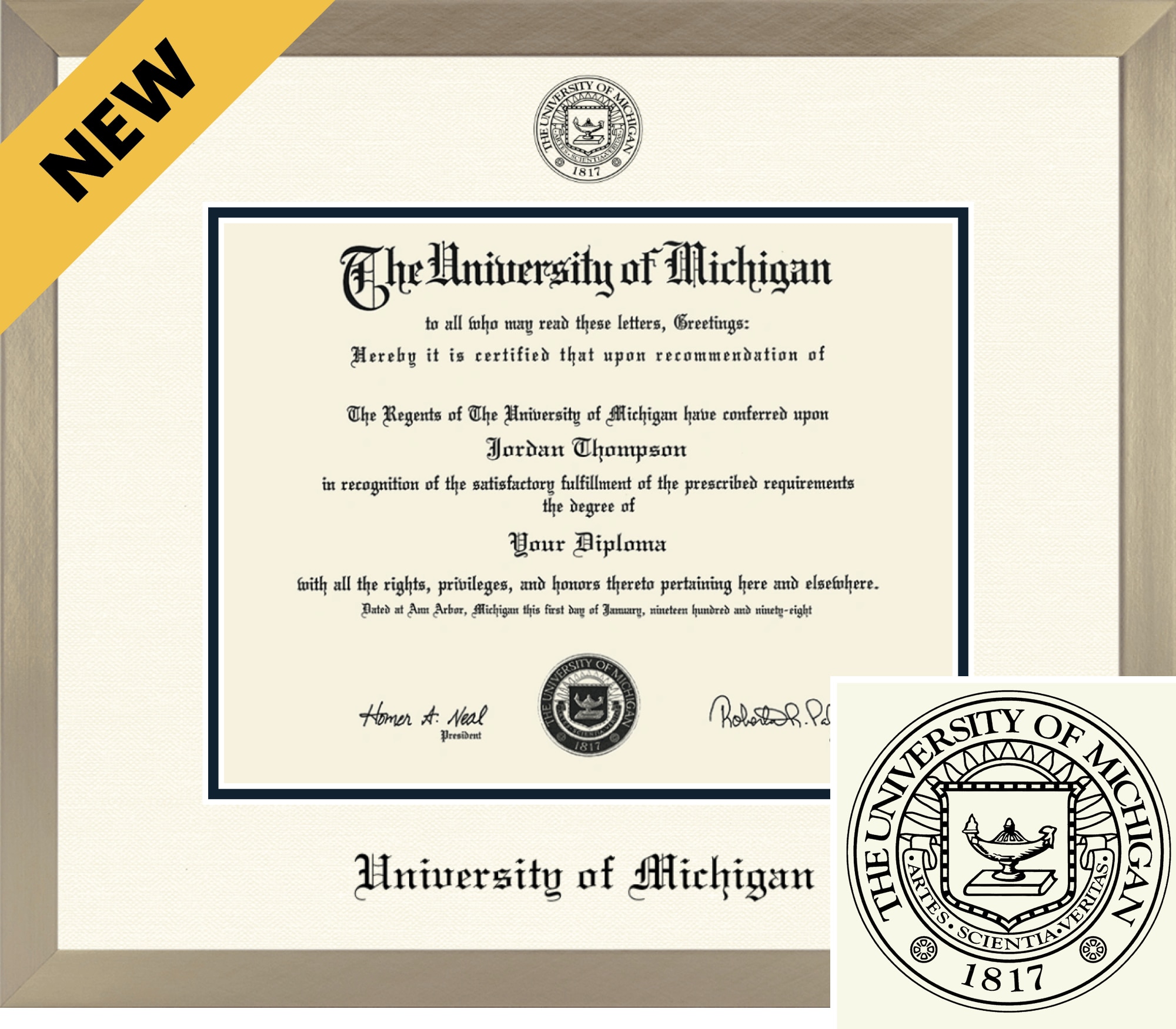 Church Hill Classics ICON 8.5x11 Gold Diploma Frame