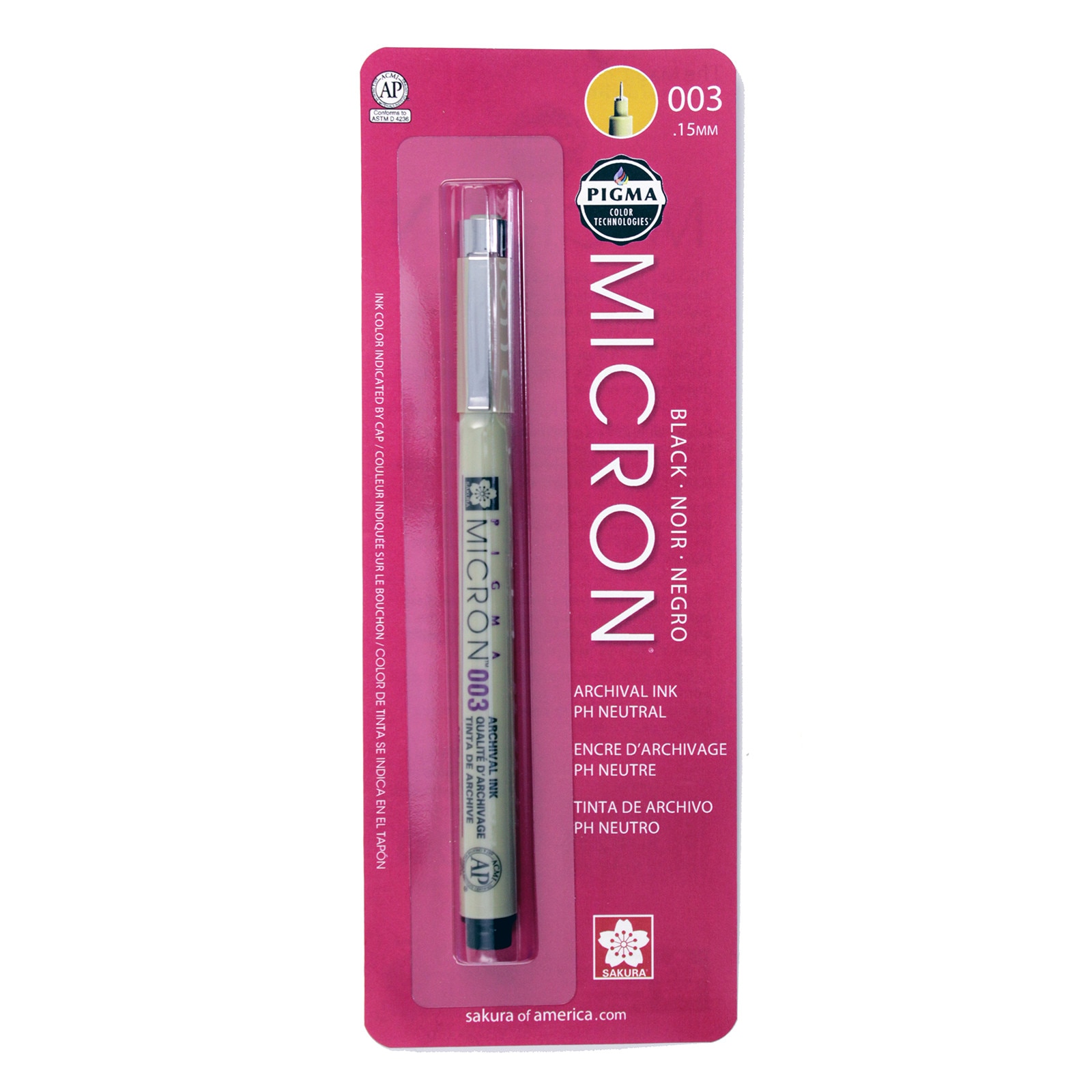 Pigma Micron Pens, .15mm - Carded, .15mm - Black