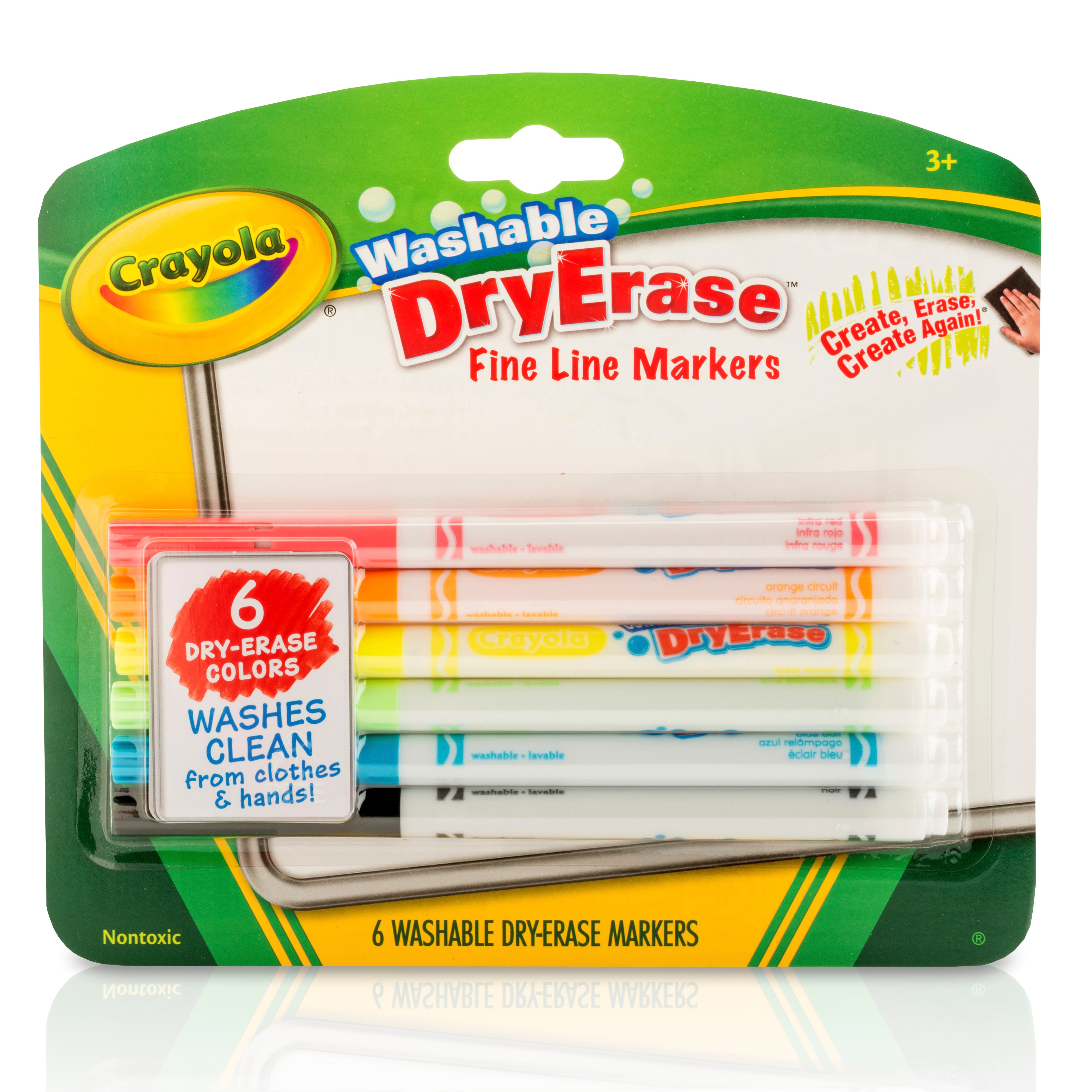 Crayola Washable Dry-Erase Marker Set, 6-Markers