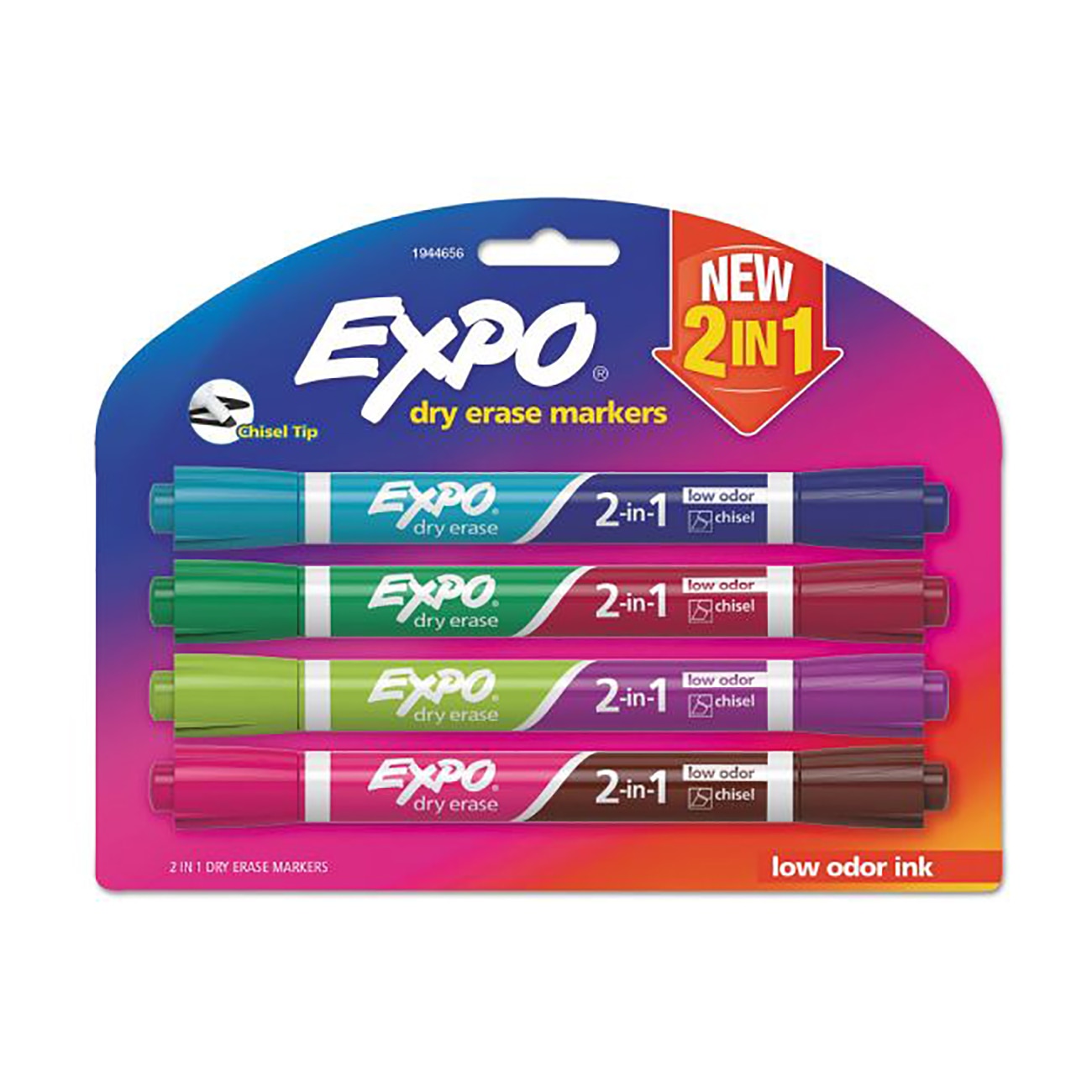 Expo 2-in-1 Dry Erase Marker Set, Chisel Tips, 8-Colors