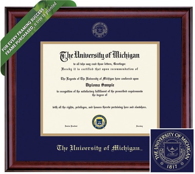 Framing Success 8.5 x 11 Classic Gold Embossed School Seal  Bachelors, Masters Diploma Frame