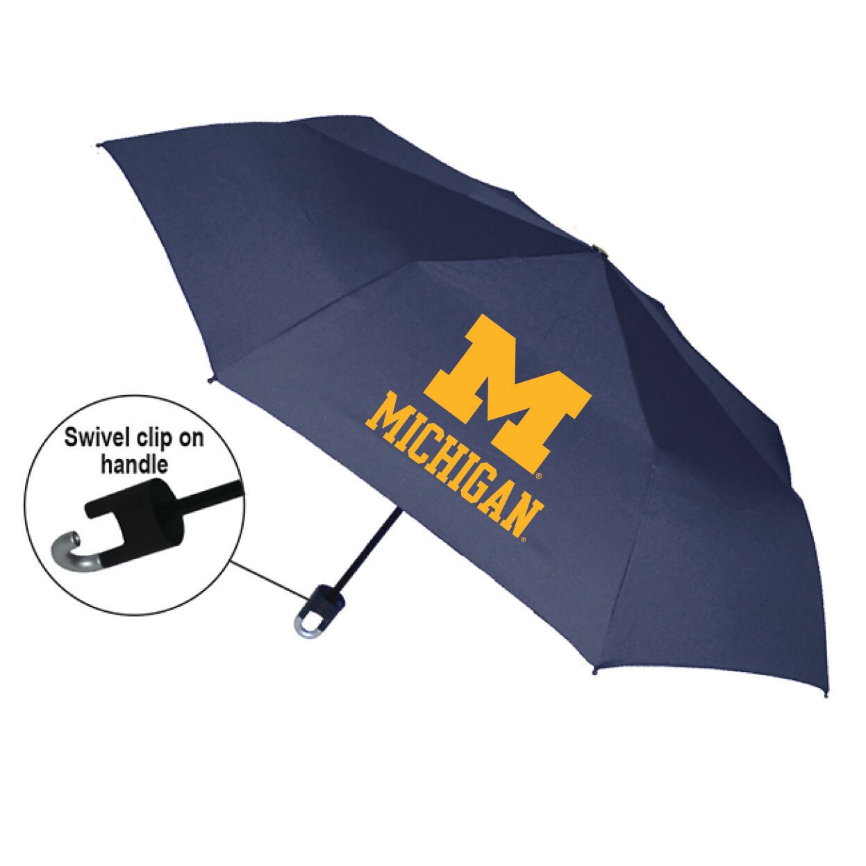 "Storm Clip" Mini Folding Emblematic Solid Umbrella 42" Coverage