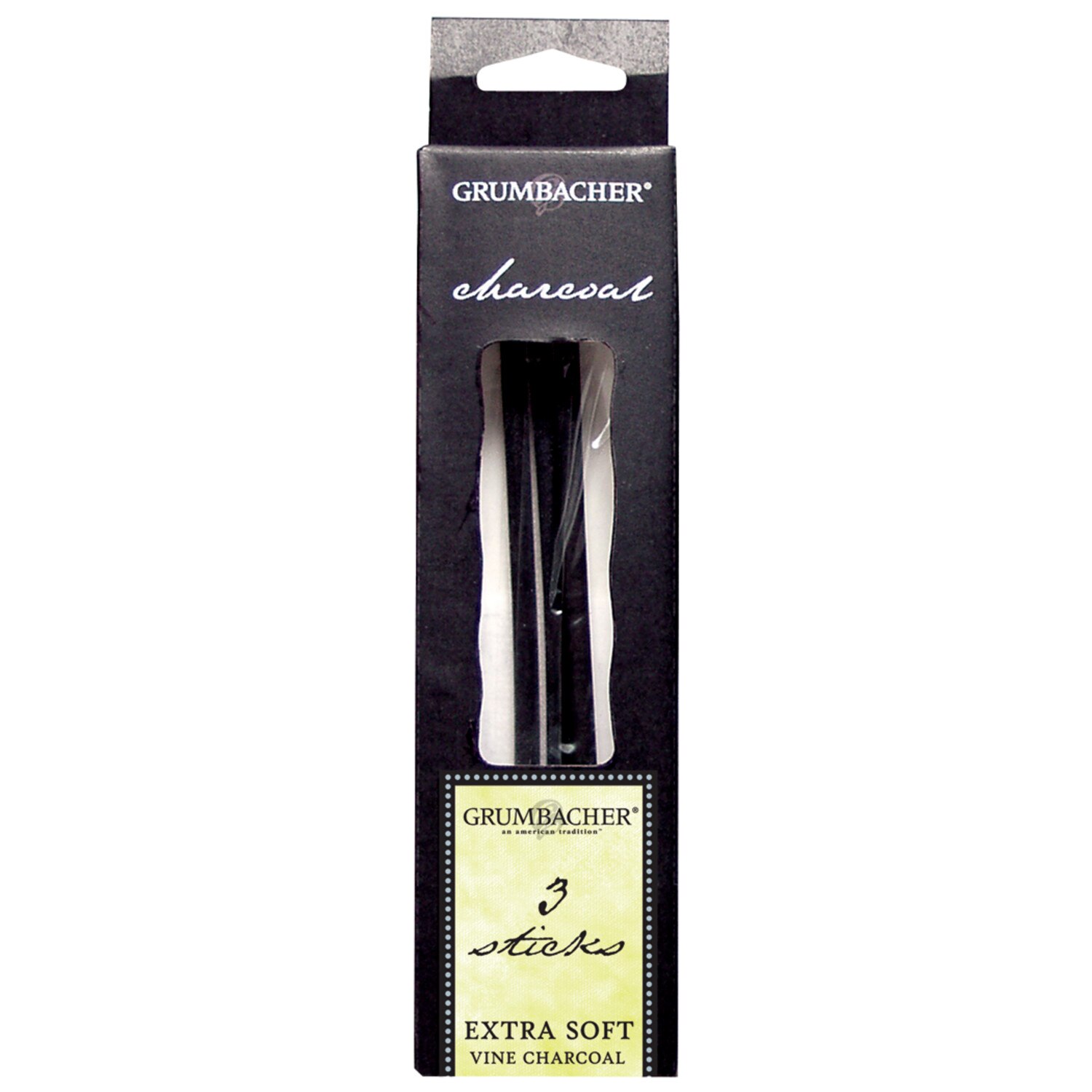 Grumbacher Vine Charcoal Extra-Soft, 3/Pkg.