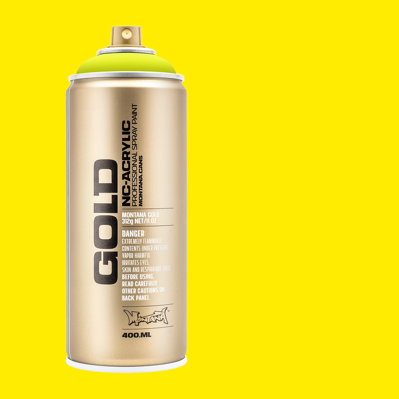 Montana Cans GOLD Spray Paint, 400ml, Fluorescent, Flash Yellow