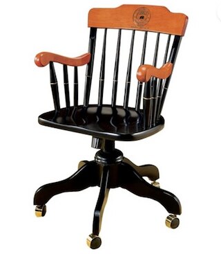 Swivel Desk Chair Laser Seal Black with Cherry Arms & Crown (Online Only)