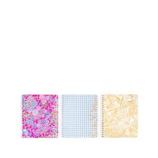 Lilly Pulitzer Large Notebook Set of 3, Shell Me/Sangria/Caning