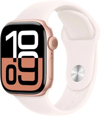 Image 1: Apple Watch Series 10 GPS 42mm Rose Gold Aluminum Case with Light Blush Sport Band - M/L
