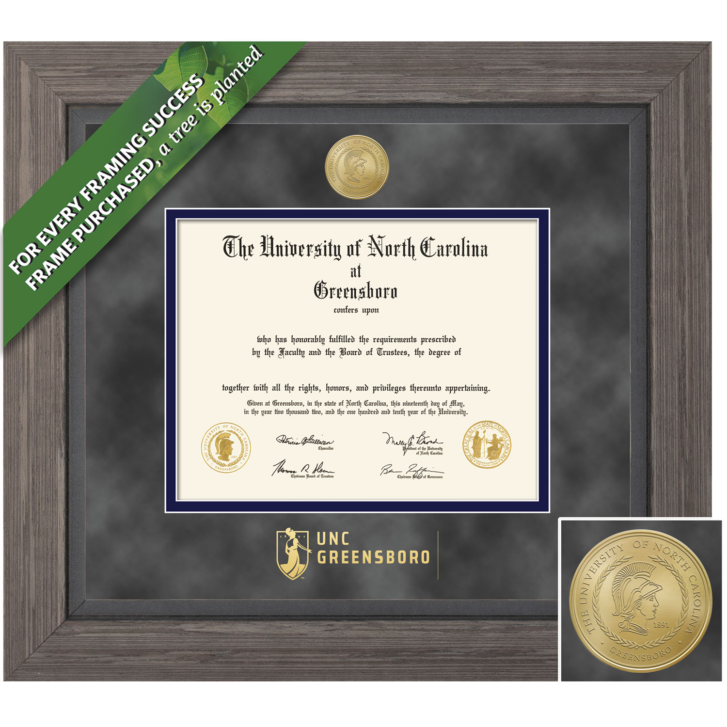 Framing Success 8.5 x 11  Greystone Gold Medallion Bachelors Diploma Frame