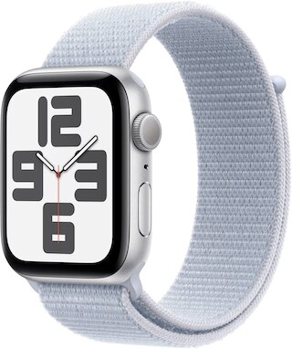Apple Watch SE GPS 44mm Silver Aluminum Case with Blue Cloud Sport Loop