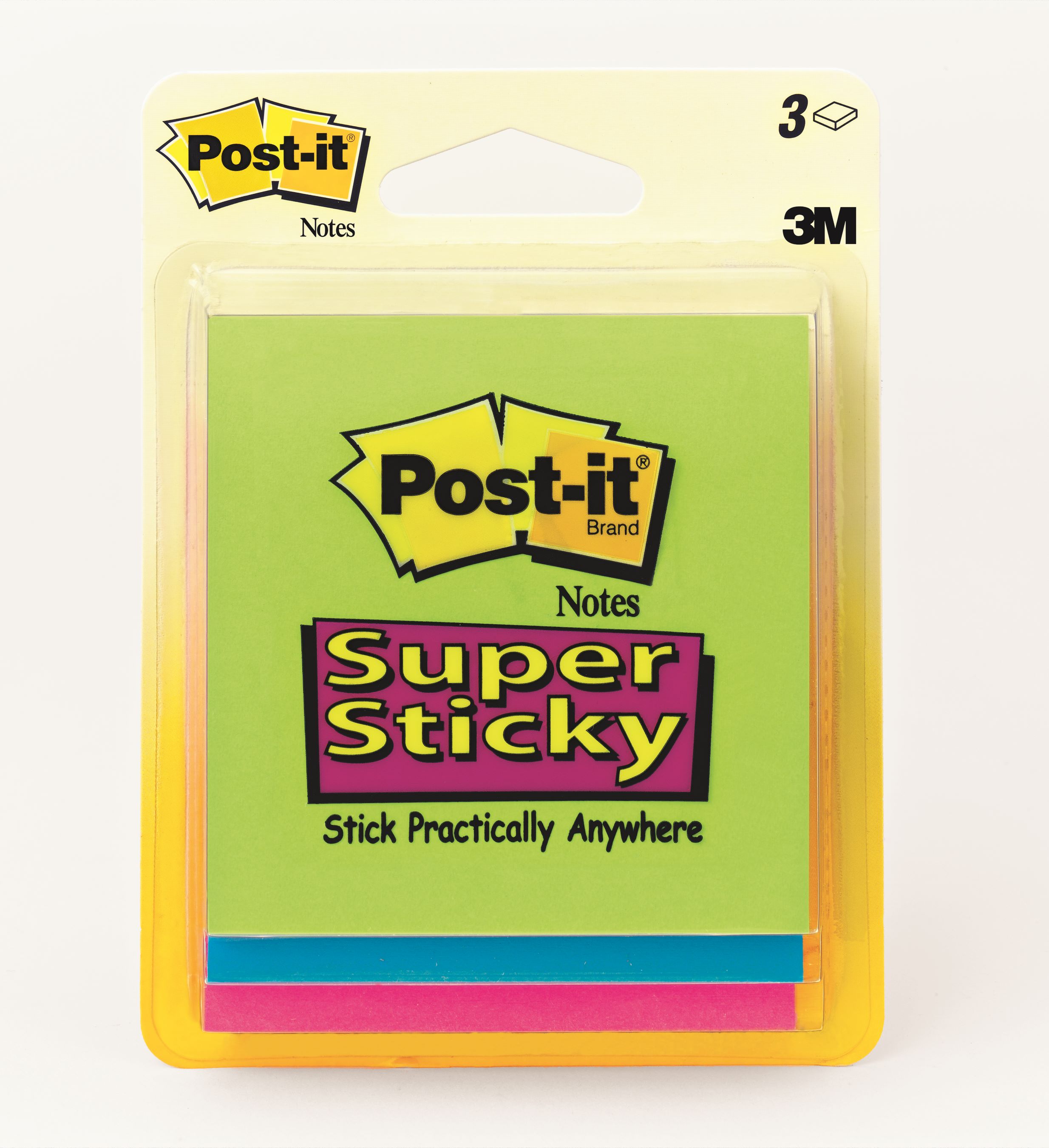 3M Post-it Super Sticky 3x3 Notes, 3 pack