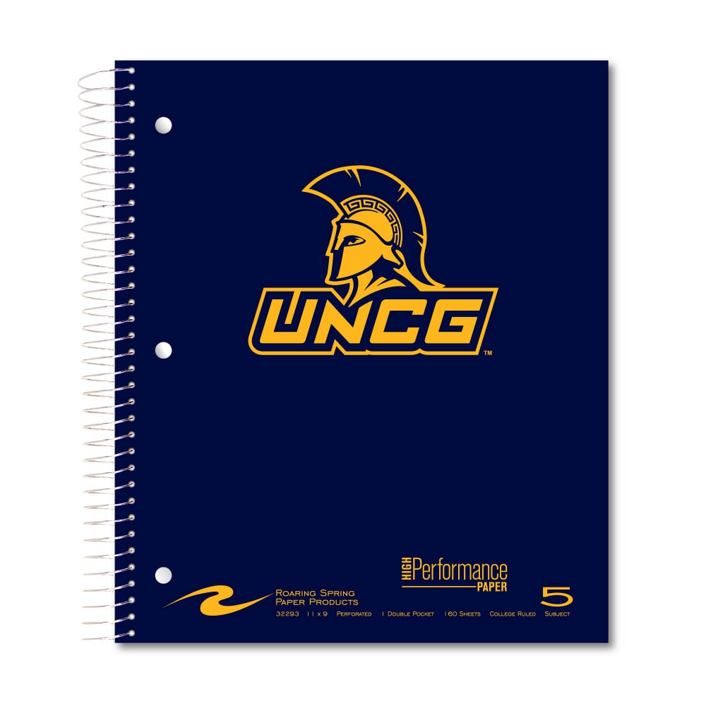 Roaring Premium 5 Subject Notebook, 8.5x11 College Ruled 20lb Paper, Pressboard Foil Cover