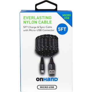 Image 1: OnHander Everlast Nylon Micro USB Cable 5ftPink