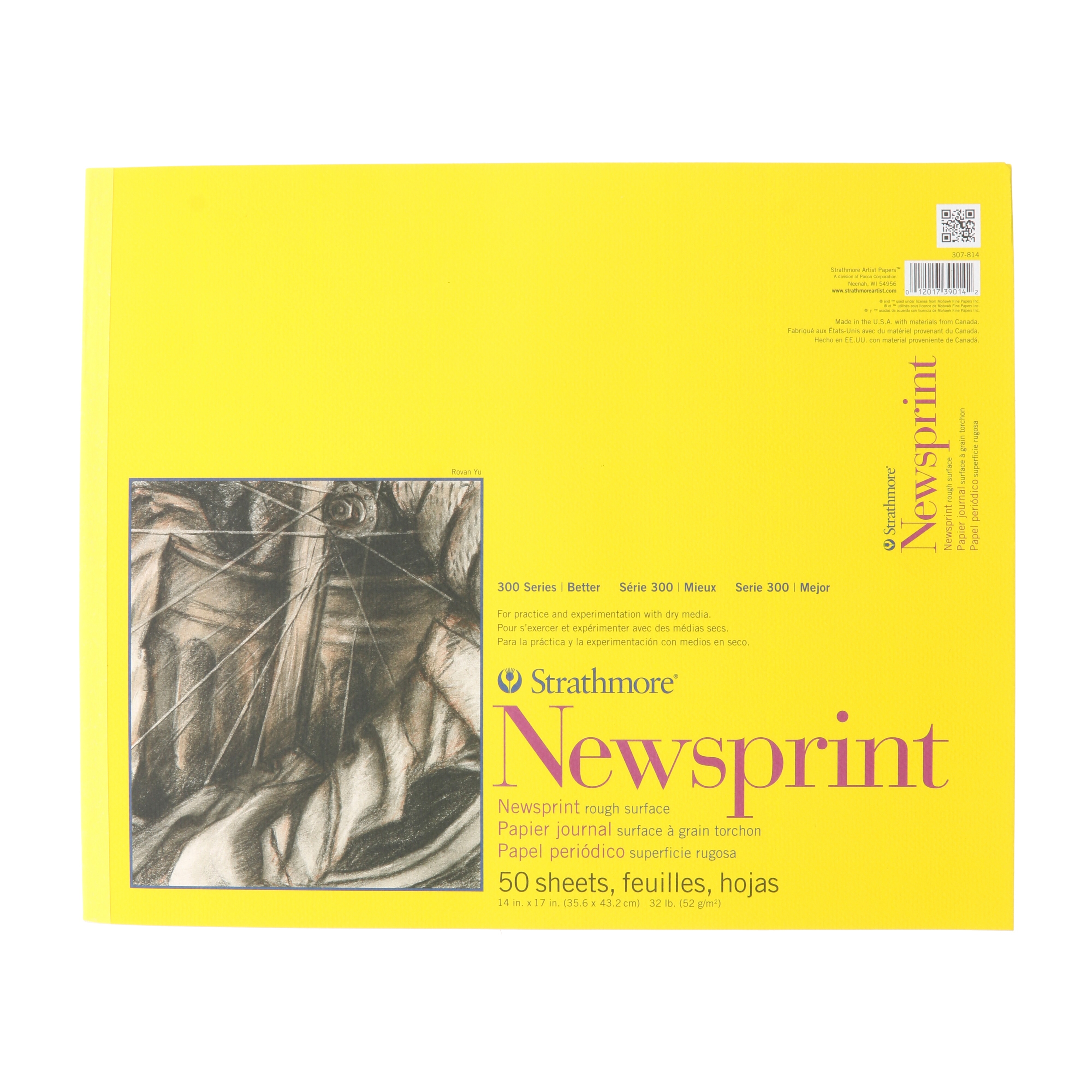 Strathmore Newsprint Paper Pad, 300 Series, Rough, 14" x 17"