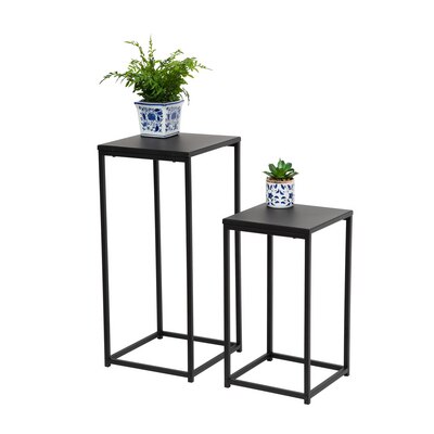 Set of 2 Square Side Tables in Black