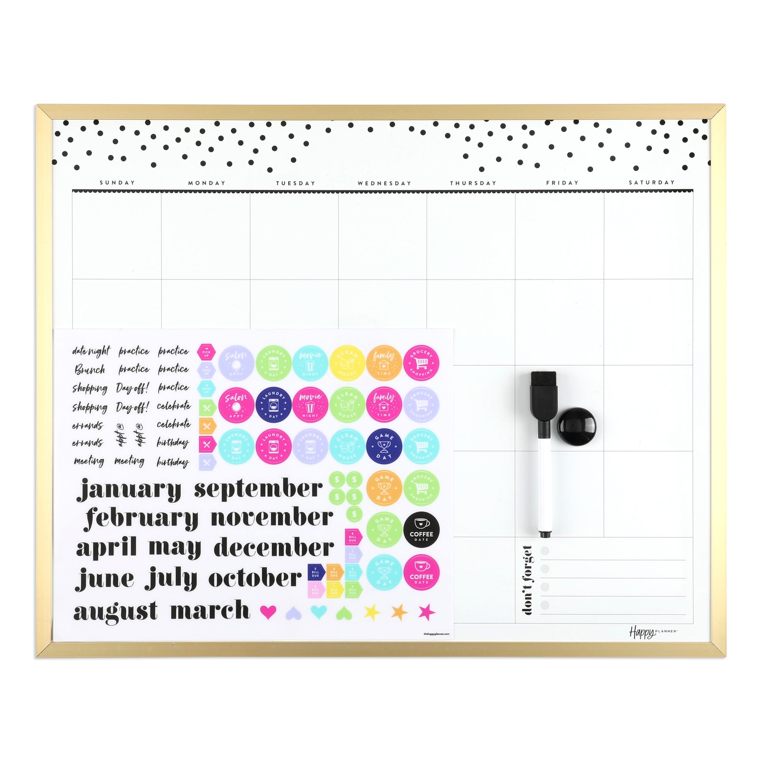 Happy Planner Dry Erase Monthly Black and Gold