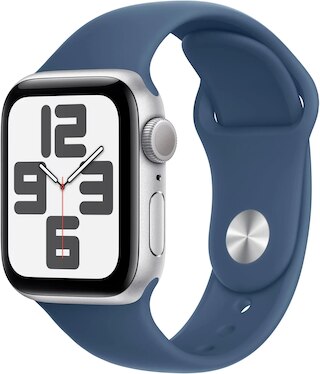 Apple Watch SE GPS 40mm Silver Aluminum Case with Denim Sport Band - S/M