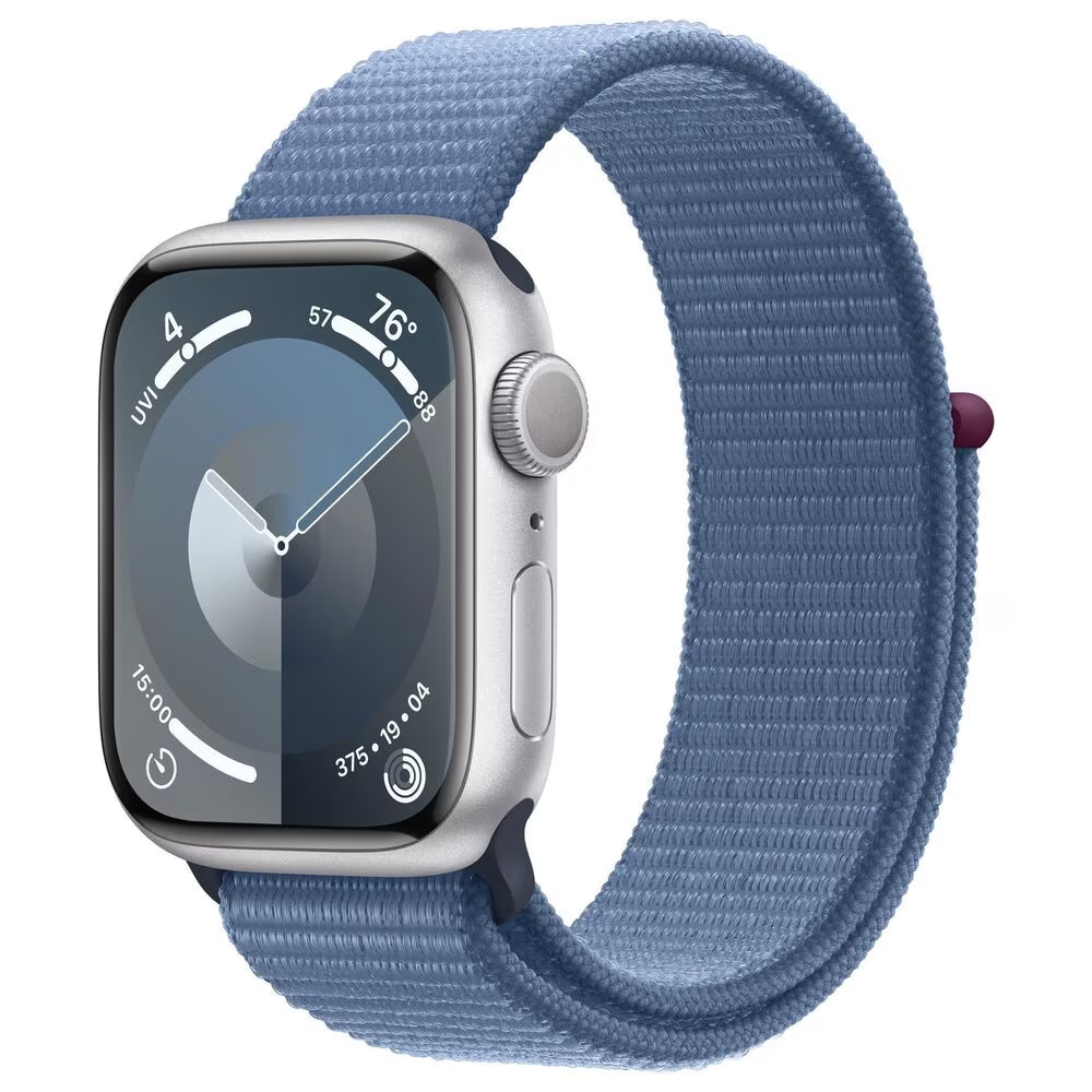 Apple Watch Series 9 GPS + Cellular 41mm Silver Aluminum Case with Winter Blue Sport Loop