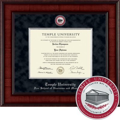 Church Hill Classics 11" x 14" Presidential Mahogany Fox School of Business and Management Diploma Frame