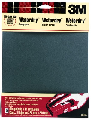 3M Wet/Dry Sandpaper, 5 Assorted Sheets, 9" x 11"