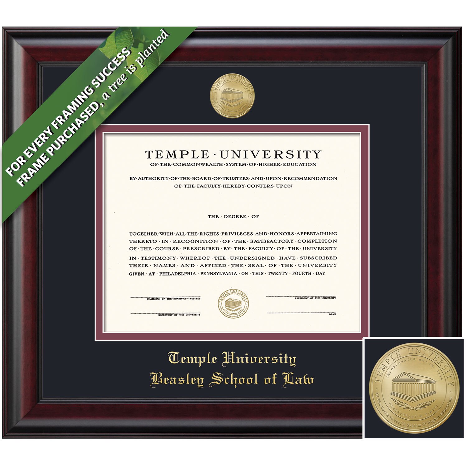 Framing Success 8.5 x 11 Classic Gold Medallion Law Diploma Frame