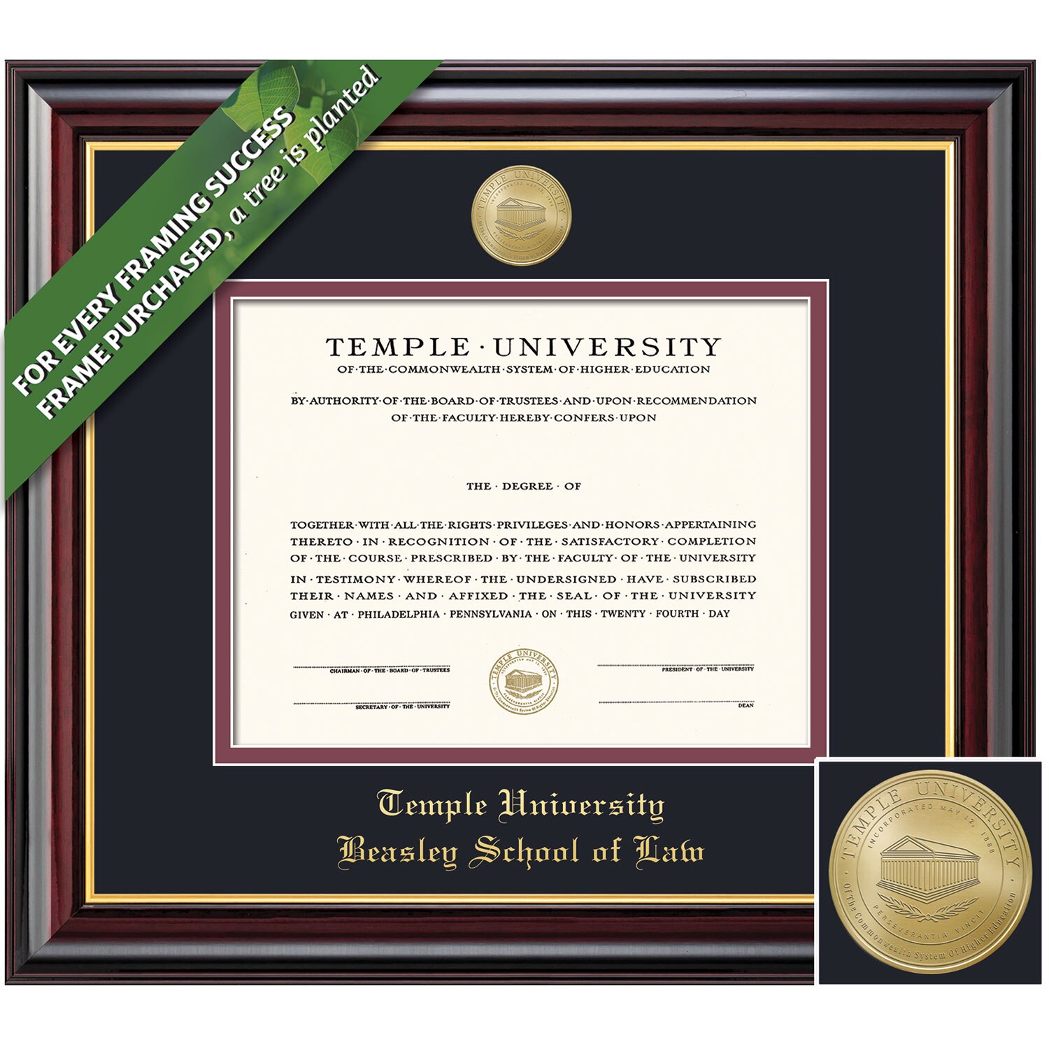 Framing Success 8.5 x 11 Windsor Gold Medallion Law Diploma Frame