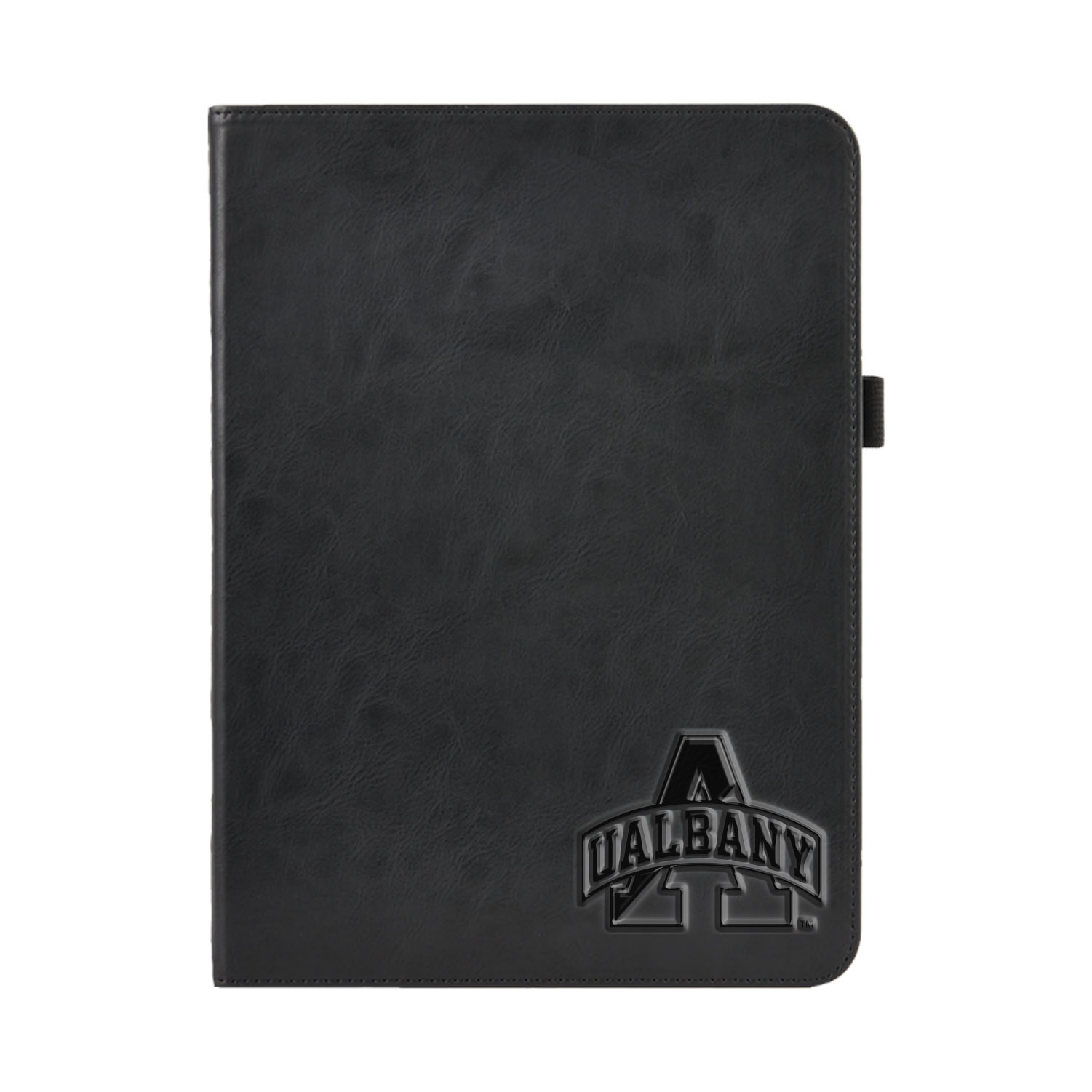 University at Albany V3 Black Leather Folio Tablet Case, Alumni V2 - iPad (9th gen)